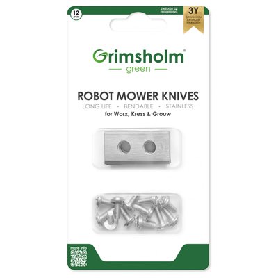 Ножі Grimsholm для газонокосарок-роботів Worx, Grouw, Kress (12 шт) FGP120 фото