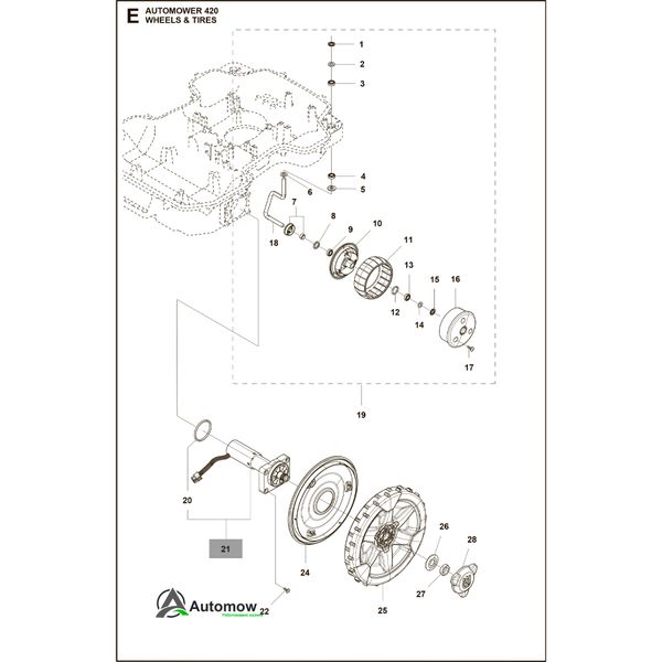 Электродвигатель привода колеса с редуктором Husqvarna Automower 420, 430X, 440, 450X, 520, 550 5816213-04 фото