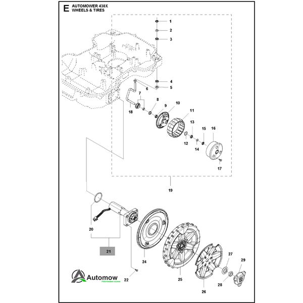 Електродвигун з редуктором колеса Husqvarna 420, 430X, 440, 435X AWD (5816213-06) 5816213-06 фото